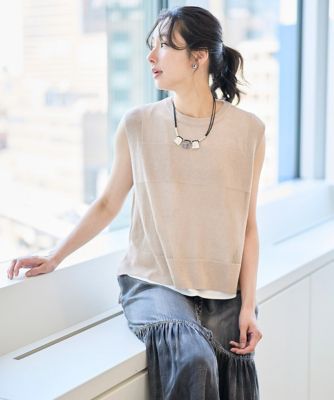 バックスリットメッシュニットジレ