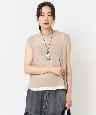 バックスリットメッシュニットジレ