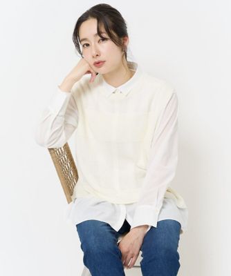 バックスリットメッシュニットジレ