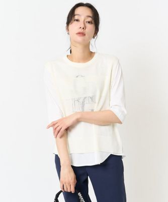 バックスリットメッシュニットジレ