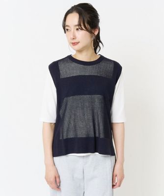 バックスリットメッシュニットジレ