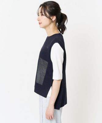 バックスリットメッシュニットジレ