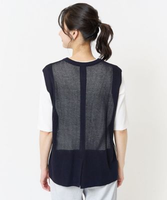 バックスリットメッシュニットジレ