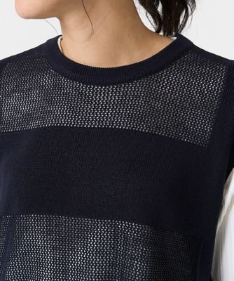 バックスリットメッシュニットジレ