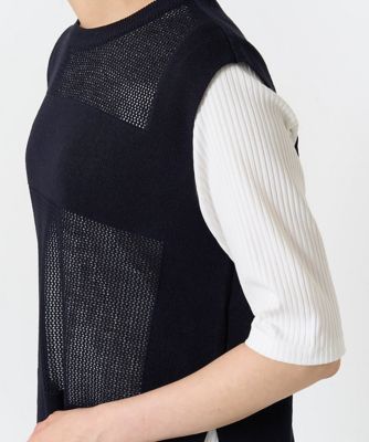 バックスリットメッシュニットジレ