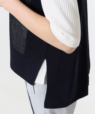 バックスリットメッシュニットジレ