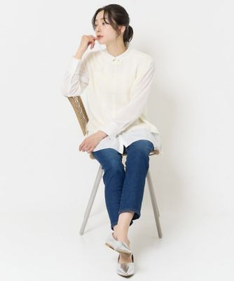 バックスリットメッシュニットジレ