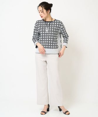 日本製］裏カノコストレッチジャカード8分袖ニット | GEORGES RECH