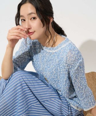 ＜GEORGES RECH　(Women)＞コットンスラブヤーン５分袖ニット