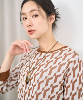 ＜GEORGES RECH　(Women)＞［日本製］ハイゲージ幾何ジャカードニット