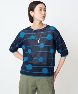 ES RECH / ジョルジュ・レッシュ ペーパーヤーンドット5分袖ニット ペーパーヤーンドット5分袖ニット | GEORGES RECH (Women