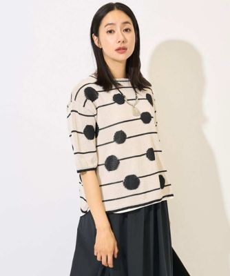 Leilian / レリアン フロント切替9分袖ニットプルオーバー フロント切替9分袖ニットプルオーバー | Leilian (Women