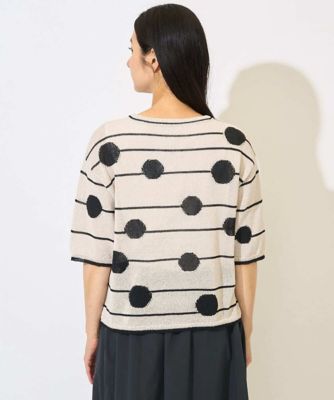 ペーパーヤーンドット5分袖ニット | GEORGES RECH (Women