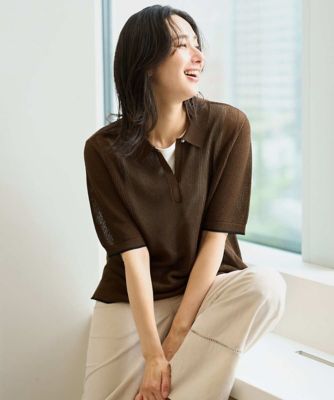 メッシュ半袖ポロニット | GEORGES RECH (Women)/ジョルジュ レッシュ