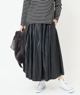 ＜GEORGES RECH　(Women)＞［日本製］エコソフトレザーギャザースカート