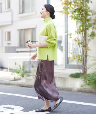 【洗える】レザーライクサテンスカート
