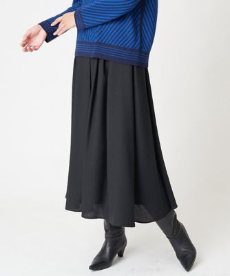 ［日本製／セットアップ対応］ジョーゼットタックフレアスカート
