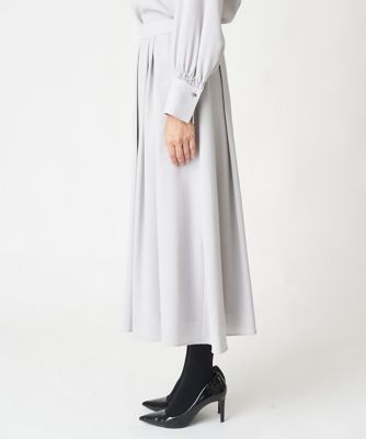 ［日本製／セットアップ対応］ジョーゼットタックフレアスカート