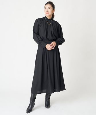 ［日本製／セットアップ対応］ジョーゼットタックフレアスカート
