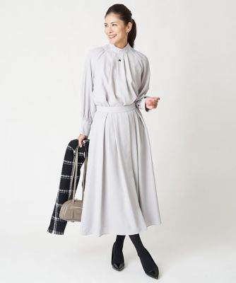 ［日本製／セットアップ対応］ジョーゼットタックフレアスカート