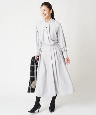 ［日本製／セットアップ対応］ジョーゼットタックフレアスカート