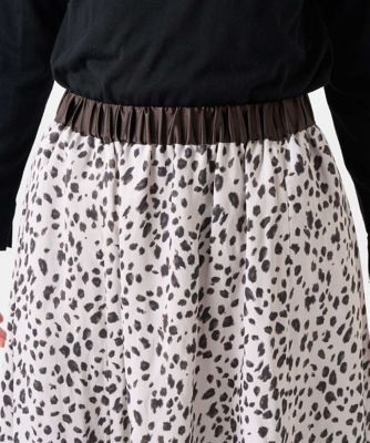 日本製／セットアップ対応］レオパードギャザーフレアスカート
