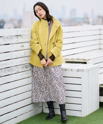 日本製／セットアップ対応］レオパードギャザーフレアスカート