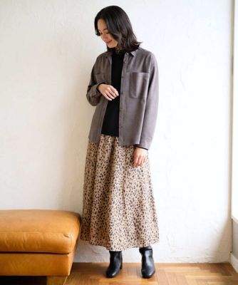 ジョルジュ・レッシュ（ES RECH）/[日本製/セットアップ対応]レオパードギャザーフレアスカート 日本製／セットアップ対応］レオパードギャザーフレアスカート