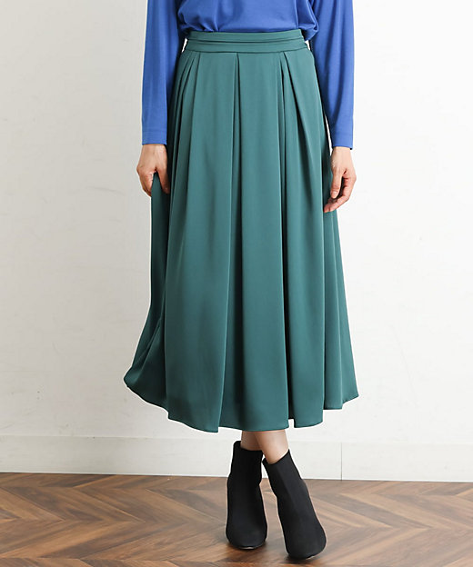【SALE】レッシュ サテンフレアスカート グリーン35 ロングスカート