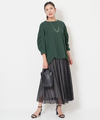 ジョルジュ・レッシュ（ES RECH）/メッシュストライプギャザーフレアスカート メッシュストライプギャザーフレアスカート | GEORGES RECH (Women