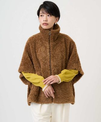 テディボアスタンドカラーポンチョジャケット | GEORGES RECH (Women