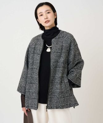 ＜GEORGES RECH　(Women)＞シルクウールグレンチェックポンチョジャケット