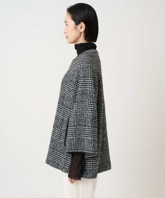 シルクウールグレンチェックポンチョジャケット | GEORGES RECH (Women