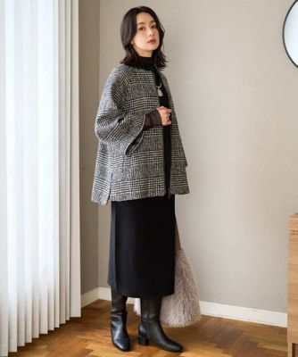ジョルジュ・レッシュ（ES RECH）/シルクウールグレンチェックポンチョジャケット シルクウールグレンチェックポンチョジャケット | GEORGES RECH (Women