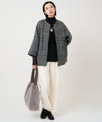 シルクウールグレンチェックポンチョジャケット | GEORGES RECH (Women