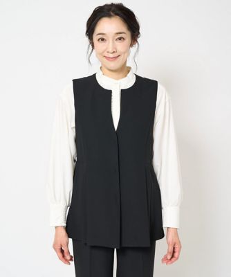 ［セットアップ対応］スリットネックプリーツジレ