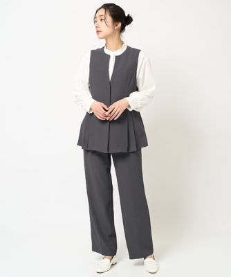 ［セットアップ対応］スリットネックプリーツジレ