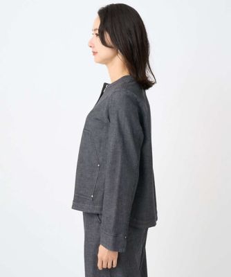 セットアップ対応］ノーカラーブラックデニムブルゾン | GEORGES RECH