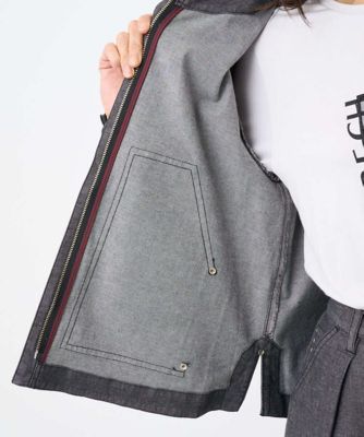 セットアップ対応］ノーカラーブラックデニムブルゾン | GEORGES RECH