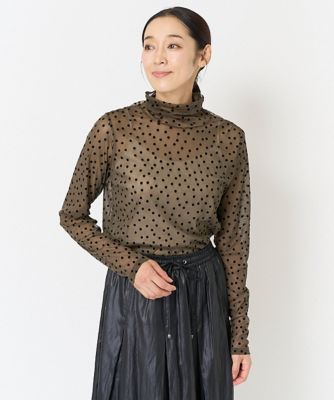 ジョルジュ・レッシュ（ES RECH）/チュールドットフロッキーハイネックプルオーバー 日本製］チュールドットフロッキーハイネックプルオーバー | GEORGES