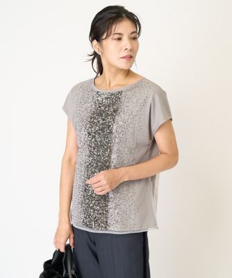 ＜GEORGES RECH　(Women)＞スパンコール刺繍フレンチスリーブカットソー