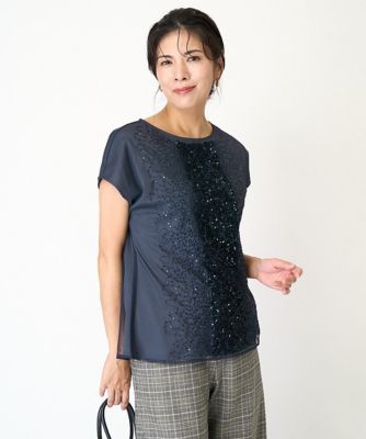 スパンコール刺繍フレンチスリーブカットソー