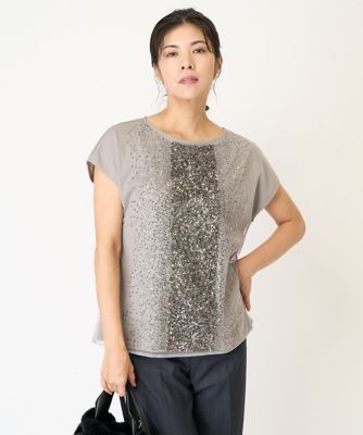 スパンコール刺繍フレンチスリーブカットソー