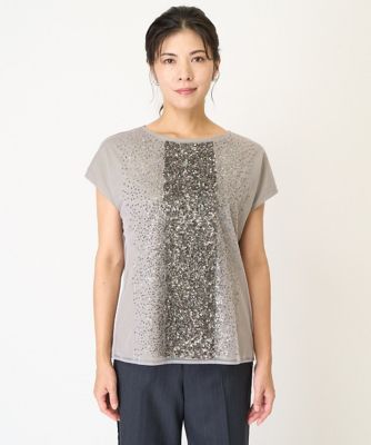 スパンコール刺繍フレンチスリーブカットソー