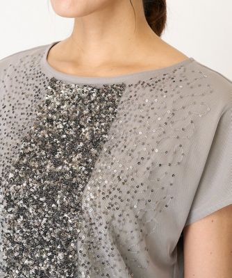 スパンコール刺繍フレンチスリーブカットソー