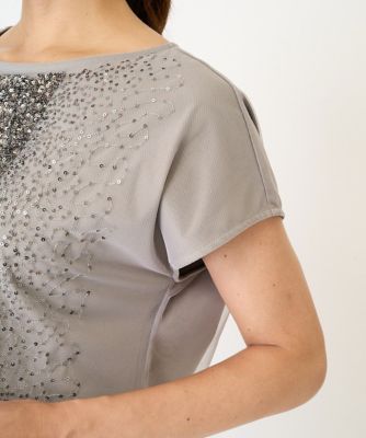 スパンコール刺繍フレンチスリーブカットソー