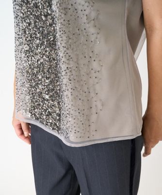 スパンコール刺繍フレンチスリーブカットソー