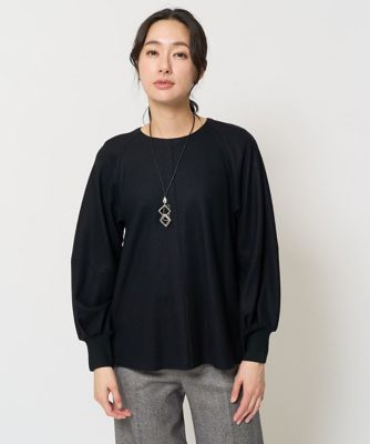 【SALE】GEORGES RECH (Women)/ジョルジュ レッシュ ウールスムースランタンスリーブAラインプルオーバー ブラック94 トップス【三越伊勢丹/公式】