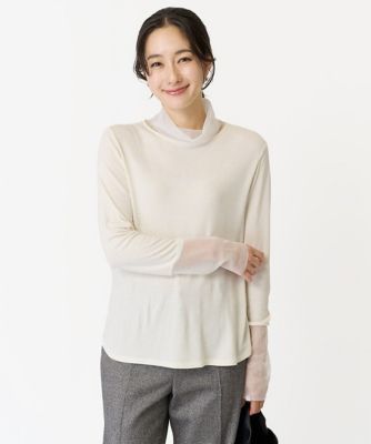GEORGES RECH　(Women)/ジョルジュ　レッシュ [日本製]チュールドッキングハイネックカットソー