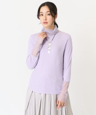 ［日本製］チュールドッキングハイネックカットソー